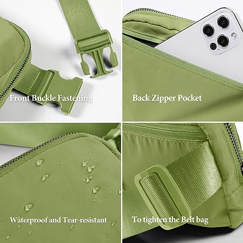 ODODOS Unisex Mini Belt Bag with Adjustable Strap Small Fanny Pack for Workout Running Traveling Hiking, Olive - color: Olive
