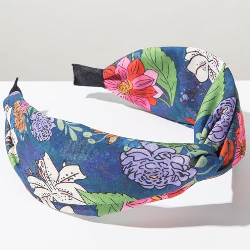 4 Pack Flower Printed Headbands for Women Wide Knotted Headbands Fashion Hair Bands-Island Style - color: Island Style