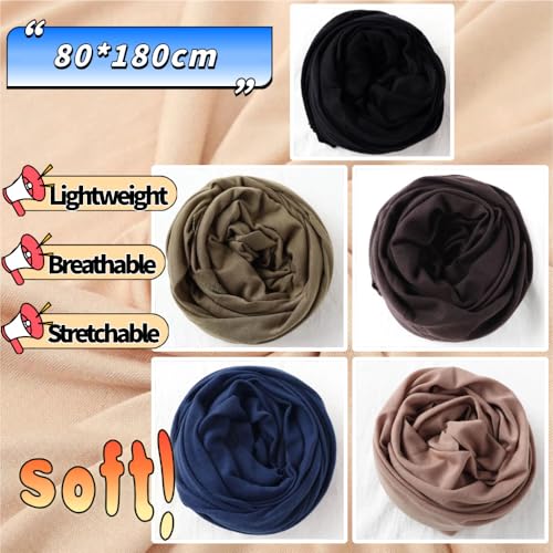 Head Wraps for Black Women, Breathable Headwrap Soft Long Hair Wraps Wide Headscarves for Locs Braids - color: 5pcs-(black,army Green,brown,camel,navy Blue)