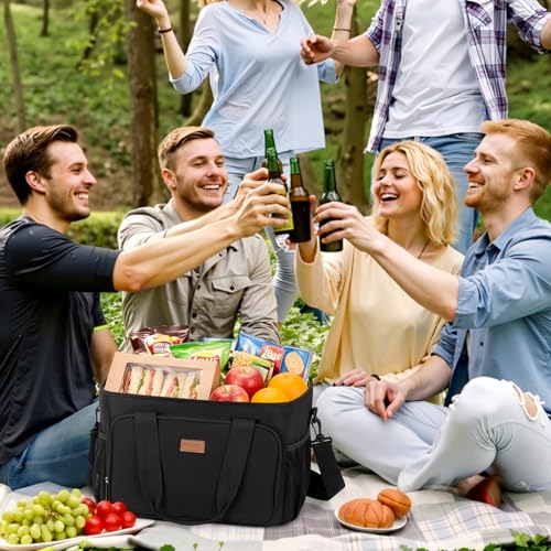 Lifewit Medium Lunch Bag Insulated Lunch Box Soft Cooler Cooling Tote for Adult Men Women, Black 48-Can (33L) - color: Black, size: Mega (33L)