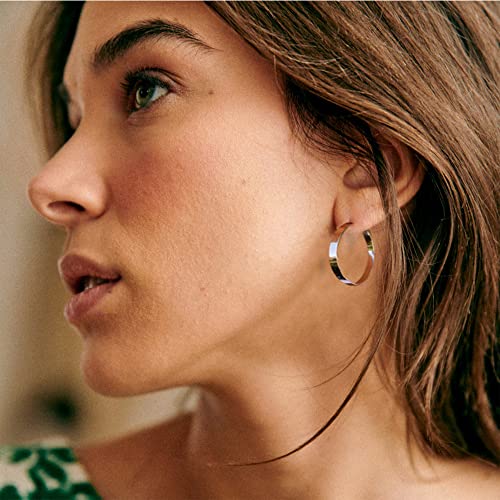 EXGOX Silver Hoop Earrings for Women - Sterling Silver & 14K Gold Plated - Hypoallergenic 925 Silver - Big Hoop Earrings (30/40/50/60/70mm) - color: 4MM Wide-Silver 30mm