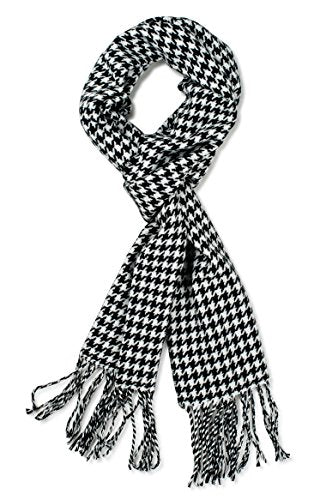 VERONZ Super Soft Classic Cashmere Feel Winter Scarf - color: Black White Houndstooth