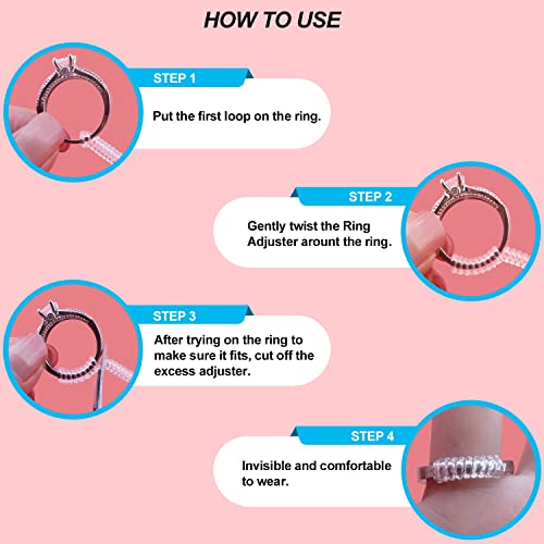 Haiou Ring Size Adjuster for Loose Rings - Clear Invisible Ring Guard, Spacer & Tightener | Sil. Resizer Extender - color: Transparent