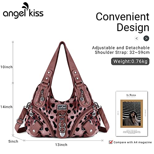 Angelkiss Hobo Purses and handbags for Women Satchel Handbag Women Purses Large Daily Shoulder Bags | Purses - color: Leopard Pink