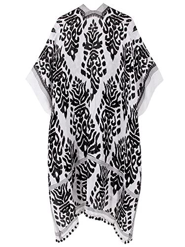 Breezy Lane Kimonos for Women Swimsuit Coverups Beach Cover Up Swimwear Cardigan Summer - color: Black Print