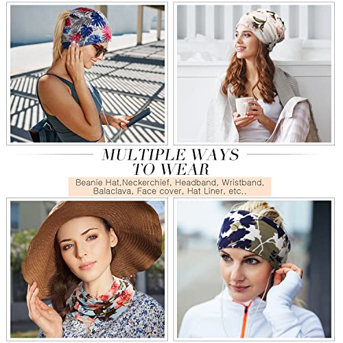 SATINIOR 5 Pieces Women's Slouchy Beanie Chemo Hat Stretch Cancer Head Wraps Sleep Head Scarf for Cancer Patient - color: Multicolor, style: Elegant Style