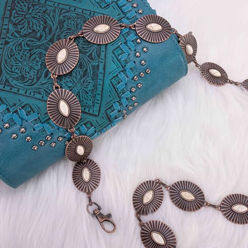 Montana West Rustic Couture's Large Western Concho Metal Belts for Women Cowgirl - color: White Smoke