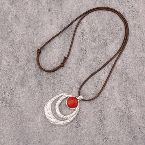 Chunky Necklace for Women Boho Pendant Necklace Statement Western Choker Necklaces for Women Vintage Bohemian Jewelry - style: Boho Style Long Necklace