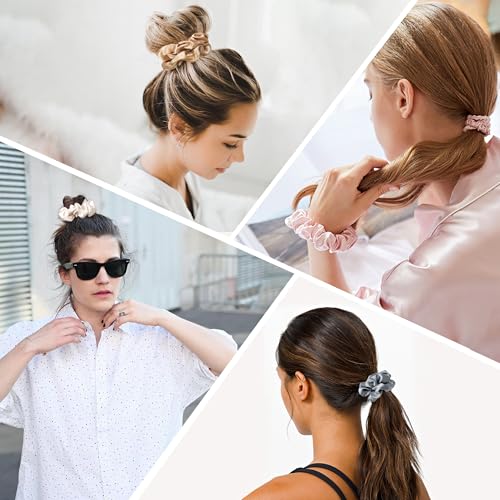 Hair Ties Small Scrunchies for Women's Hair Scrunchies Both for Thick Hair or Thin Hair Curl Hair No Crease Ponytail Holder No Hurt Your Hair - color: 10 Soft Mixed
