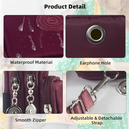 JANKS Small Crossbody Bags for Women Mini Cell Phone Purses Handbag Shoulder Bag - color: 010 Wine Red