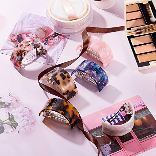 6 Pieces Elegant Hair Accessories for Women, Girls, and Ladies: Rectangle and Semi-Circle Barrettes, Tortoise Shell Clips with Automatic Snap Closure