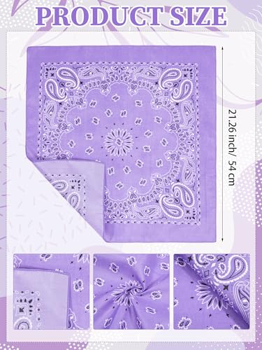 Unittype 48 Pieces Paisley Bandana Novelty Unisex Cowboy Headband Sports Bandannas Scarf Outdoor for Western Party Costume - color: Lavender, style: Classic