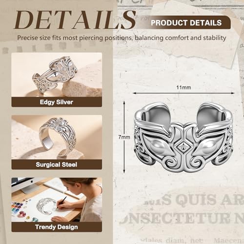 Gothic Ear Cuffs Helix Cartilage Clip on Goth Ear Cuff Stainless Steel Hypoallergenic Earrings for Women Men Non Piercing Gold & Silver Fake Earring Lightweight Punk Jewelry Gift - color: K6-Edgy Design Silver 2