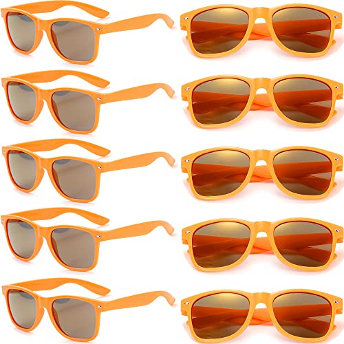 Eyegla Sunglasses Bulk Party Sunglasses Pack 80s Shades Eyewear Set for Men Women 8/10/20/30Pack - color: Orange 10 Pack