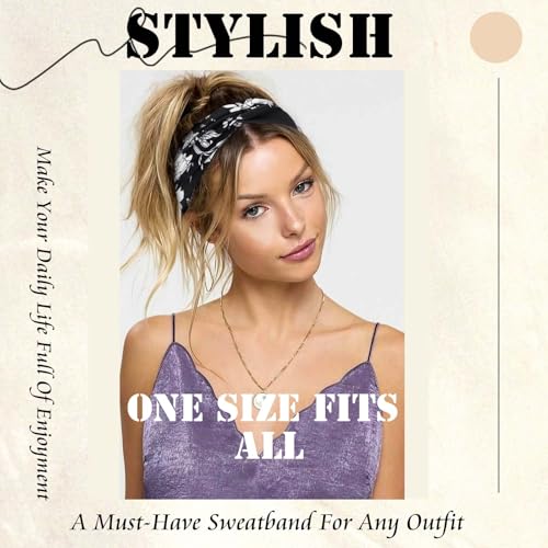 4 Pack Wide Headbands for Women Cute Boho Headband Floral Knotted Turban Head Bands Soft Hair Wraps African Head Scarf Fashion Turban Hairband Large Scarf Headband For Women’s Hair Accessories - color: Style 120