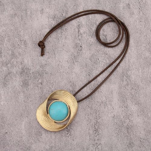 Leather Necklace for Women Long Boho Necklace Bohemian Choker Vintage Necklace Braided Boho Jewelry with Adjustable Brown Leather Cord - color: Bohemian Long Necklaces