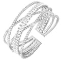 Rhinestone Bracelet for Women MultiLayer Crystal Cuff Bracelet Strand Layered Bracelet - color: Silver 4