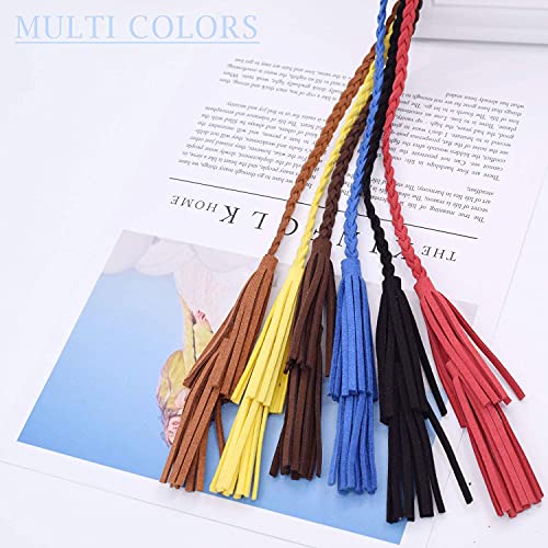 TeeYee Women Girls Multi Colors Braided Waist Tie Belt/Rope/Chain with Tassel Fringe Wrap Cloth Belts for Ladies Dress Pants - color: Coffee