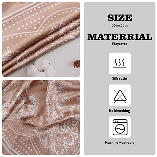 NZKNP Silk-Like Head Scarf - Women's Bandana Wraps - color: 36-camel, size: 35"*35"