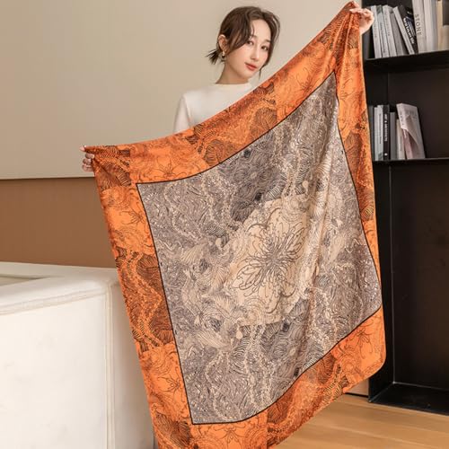 K-Elewon Large Square Scarf 43" Silk Scarf Fashion Scarves Silk Feeling Hair Wrapping Scarfs Night Sleeping Headscarf - color: Vb15