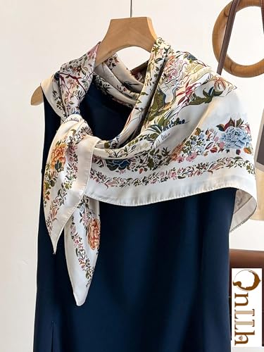 Silky Scarf for Women Lightweight Satin Bandanas Neck Hair Wrap For Sleeping Head Scarves 27.5" - color: A18 Colorful Floral/27.5"