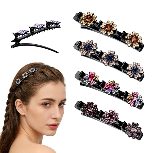 Sparkling Crystal Stone Braided Hair Clips, 2026 New Rhinestone Hair Clips Hair Braid Clips, Girls/Women Hair Accessories for Styling Sectioning (1#) - color: 1#
