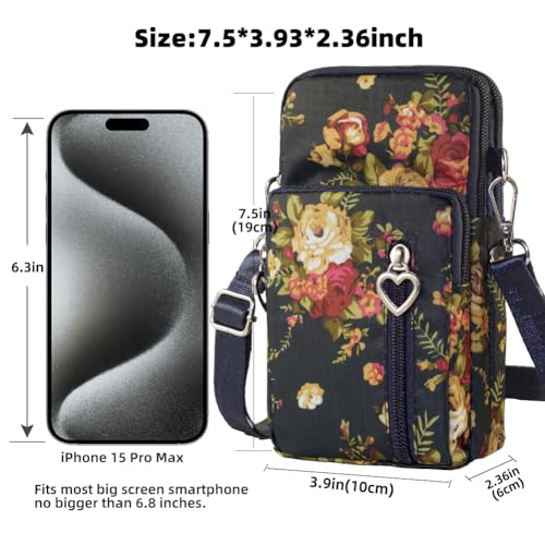 JANKS Small Crossbody Bag for Women - Mini Phone Purses with Crossbody Strap and Wallet - Nylon Arm Bag - color: B-red Plaid