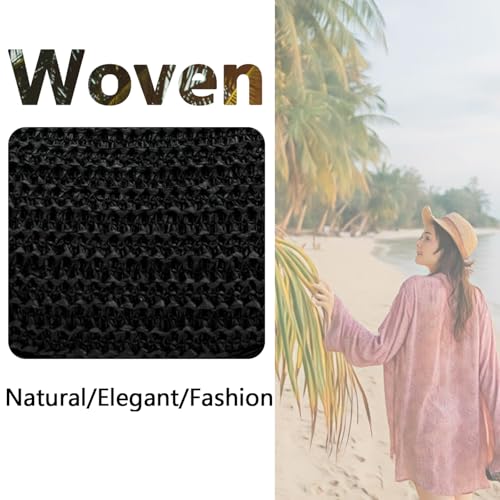 Straw Crossbody Bags for Women Crescent Woven Shoulder Handbag Summer Beach Hobo Purses with Adjustable Strap - color: Black