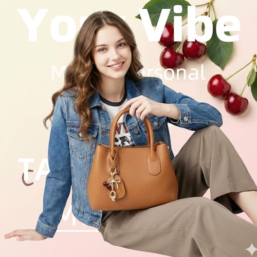 Cute Initial Cherry, Bow, Heart & More Styles - Personalized Keychain Bag Charms & Purse Accessories for Handbags - color: Red Cherry, style: Q
