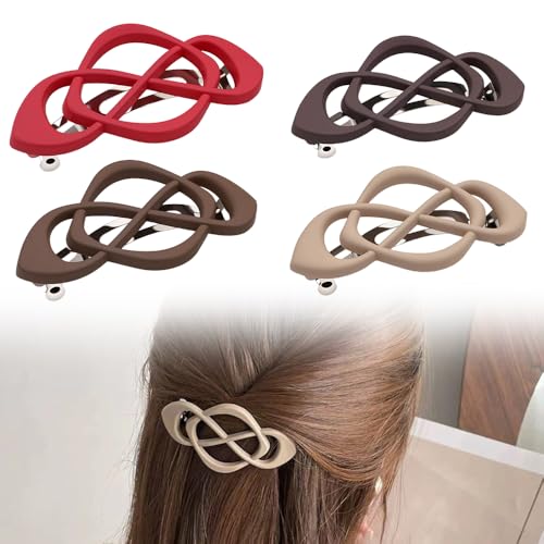 Vintage French Barrette Clips, 2025 New 4 Pack Hair Accessories for Women & Girls, Thick to Thin Hair (M) - color: M