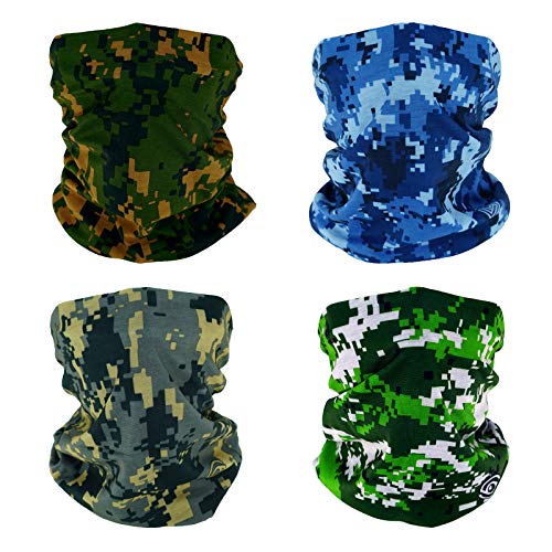 4 Novelty Seamless Bandana Balaclava Face Cover Mask Shield Neck Gaiter Reusable Breathable Dustproof Windproof Unisex Marsh Forest Ocean Digital Camo Camouflage - color: 4x New Digital Camo Face Mask