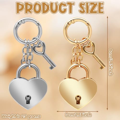 Gold Heart-Shaped Chain Pendant, Bag Charms for Handbags Fashion Accessories for Women - color: Gold&silver