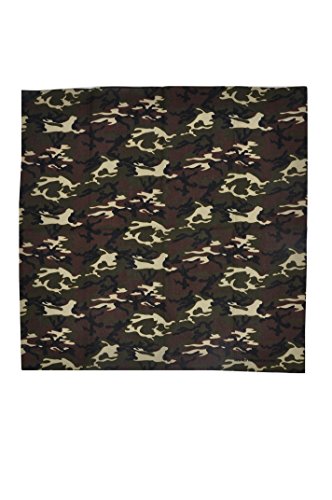 Vamqor 12pcs Bandana for women and men 100% Cotton Custom Fashion Paisley Design Multifunctional Outdoor Square Handkerchief - color: Camouflage