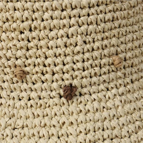 Women Straw Sun Hat Summer Beach Hats Foldable Floppy Cap Wide Brim Bucket Hat Solid Handmade Sun Protection Caps - color: Dot-beige