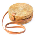 Boho Rattan Crossbody Bag, Handwoven Round Rattan Bag Purse for Women, Tote Basket Circle Boho Bag for Travel Summer Picnic - style: Rattan Bag With Non-adjustable Strap