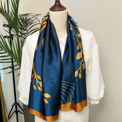 K-Elewon Large Square Scarf 43" Silk Scarf Fashion Scarves Silk Feeling Hair Wrapping Scarfs Night Sleeping Headscarf - color: Vb12