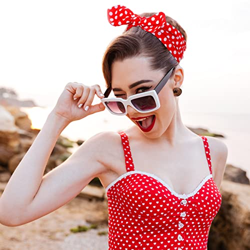 Hicarer 2 Pieces Polka Dot Headband Bandana Headband 50s Costume Hair Accessories Bows Wide Head Wrap for Women(Red, White,Big Dots) - color: Red, White, style: Big Dots