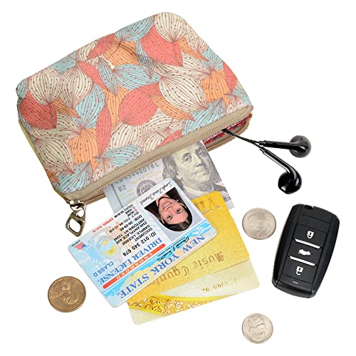 Women and Girls Cute Fashion Coin Purse Wallet Bag Change Pouch Key Holder - color: Leaves