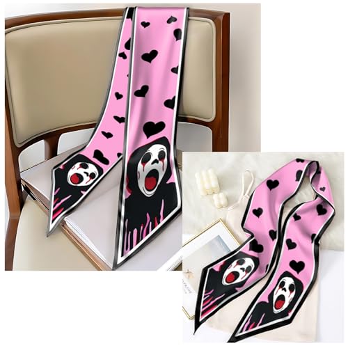 Head Hair Scarf Neck Silk Feeling Scarves Long Thin Satin Fashion Handbag Cute Decoration Women Girls 59 * 6.7'' - color: O-18-shout