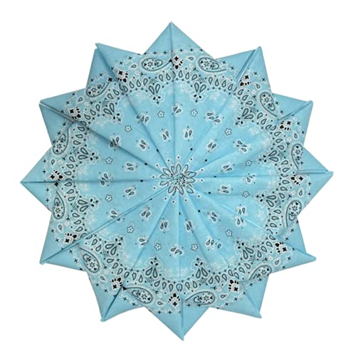 6 Pack 12 Pack Bandanas 2 Sides Printed 22inch Unisex Cowboy Kerchiefs - color: Light Blue-12 Pack