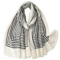 WaJuemy Travel Boho Scarf for Women Casual Lightweight Pashmina Scarves Fashion Multicolor Shawl Wraps with Fringed Beads - color: 35 Black Stripe