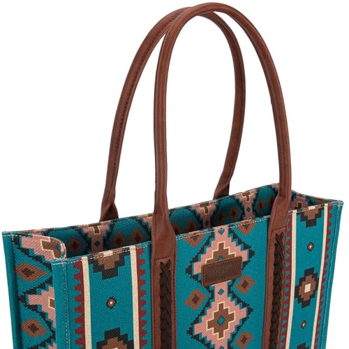 Wrangler Tote Bag for Women Western Purse and Aztec Satchel Handbag - color: Angel Diamond Dark Tealblue