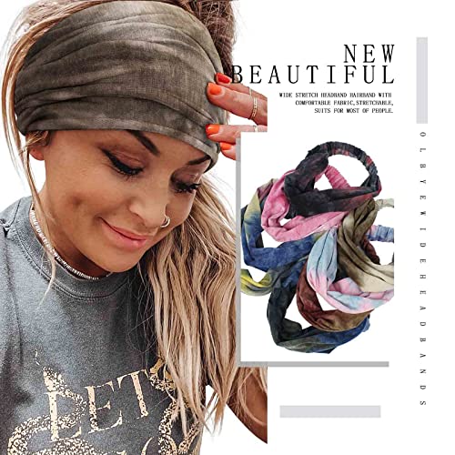 Olbye Boho Headband Turban Elastic Head Wrap Bandana Colorful Head Band Cover Yoga Hair Band Hair Accessories for Women and Girls 8Pcs