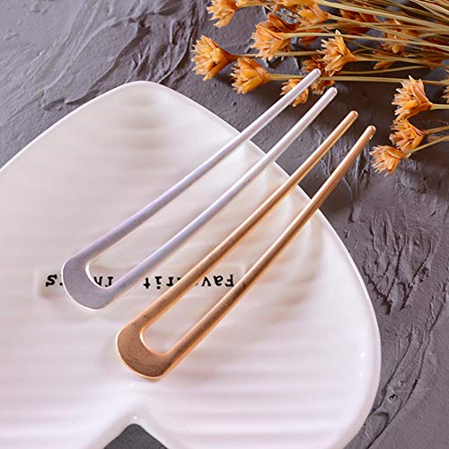 [2 Pack] Benefree U-Shape Hairpins, Bride Hair Accessories Hair Pins Clip Vintage Hair Stick,Hairstyle Chignon for Women Girls (Silver and Gold) - color: 2P Silver&Gold