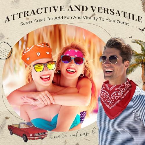 Suhine 24 Pcs Bandanas Bulk for Women Men 22 x 22 Inch Paisley Outdoor Headband Cowboy Handkerchief Summer - color: Bright Colors