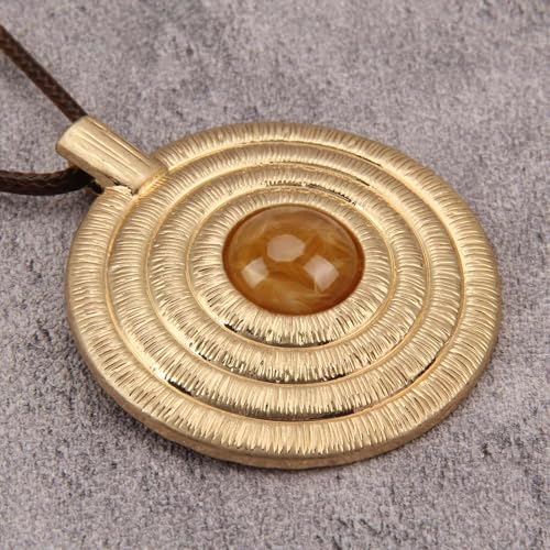 JAOYU Boho Necklace for Women Large Pendant Necklace Boho Long Choker Leather Gold Necklace Vintage Earthy Jewelry Trendy - style: Chunky Hippie Necklaces