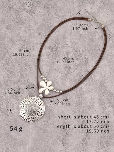 Chunky Necklace for Women Boho Pendant Necklace Statement Western Choker Necklaces for Women Vintage Bohemian Jewelry - style: Large Silver Boho Necklace