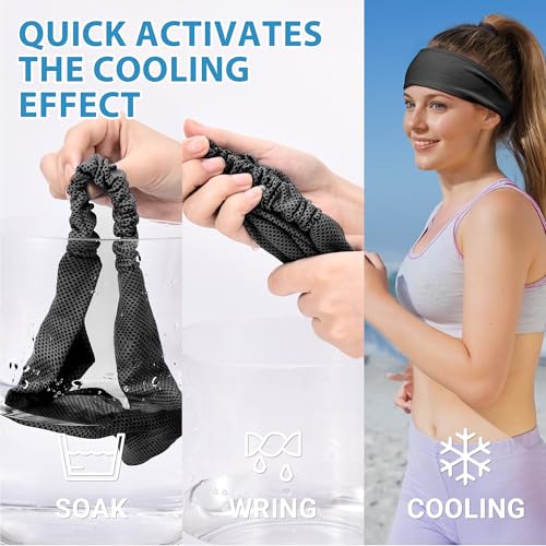 Sukeen Cooling Headbands for Women, Instant Cooling Moisture Wicking Non-Slip Sweatbands for Women Running Fitness Yoga - color: Black