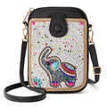 Women's Small Crossbody Cell Phone Bag, Boho Colorful Beaded Purse Wallet with Handmade Cute Patterns - color: Elephant-white
