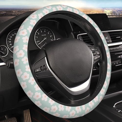 Car Steering Wheel Cover,Flower Universal Non Slip Wheel Protector 15 Inch Elastic Car Accessories for Men Women - color: Flower
